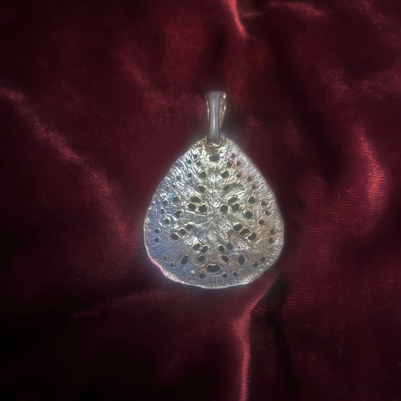 Large Sliver Tone Pendant with Crystals - Picture 5 of 6